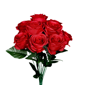 Künstlicher Rosenstrauß - Shiro, 40 cm, Kunstblume von aplanta, 11 Blüten, in Rot, für drinnen