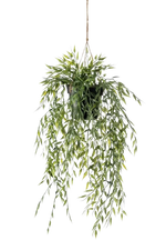 Künstlicher Hänge-Bambus - Kiana, 50 cm, Kunstpflanze von aplanta, inkl. Dekotopf, in Natur, für drinnen