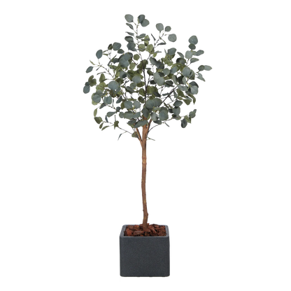 Künstlicher Eucalyptus Baum - Parla, 150 cm, Kunstbaum von aplanta, mit Echtholzstamm, in Grün, für drinnen