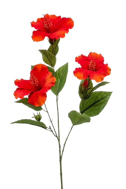 Künstlicher Hibiskus Zweig - Tara, 82 cm, Kunstblume von aplanta, in Rot, für drinnen