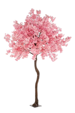 Künstlicher Kirschbaum - Elia auf transparentem Hintergrund mit echt wirkenden Kunstblättern in natürlicher Anordnung. Künstlicher Kirschbaum - Elia hat die Farbe Pink und ist 270 cm hoch. | aplanta Kunstpflanzen