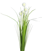 Hochwertiges Kunstgras auf transparentem Hintergrund mit echt wirkenden Kunstblättern in natürlicher Anordnung. Künstliches Kugelgras - Aurora hat die Farbe Natur und ist 70 cm hoch. | aplanta Kunstpflanzen