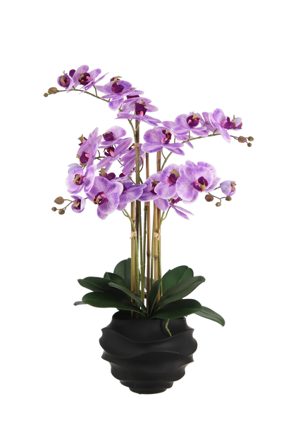 Künstliche Orchidee - Lien, 66 cm, Kunstblume von aplanta, inkl. Dekotopf, in Lila, für drinnen