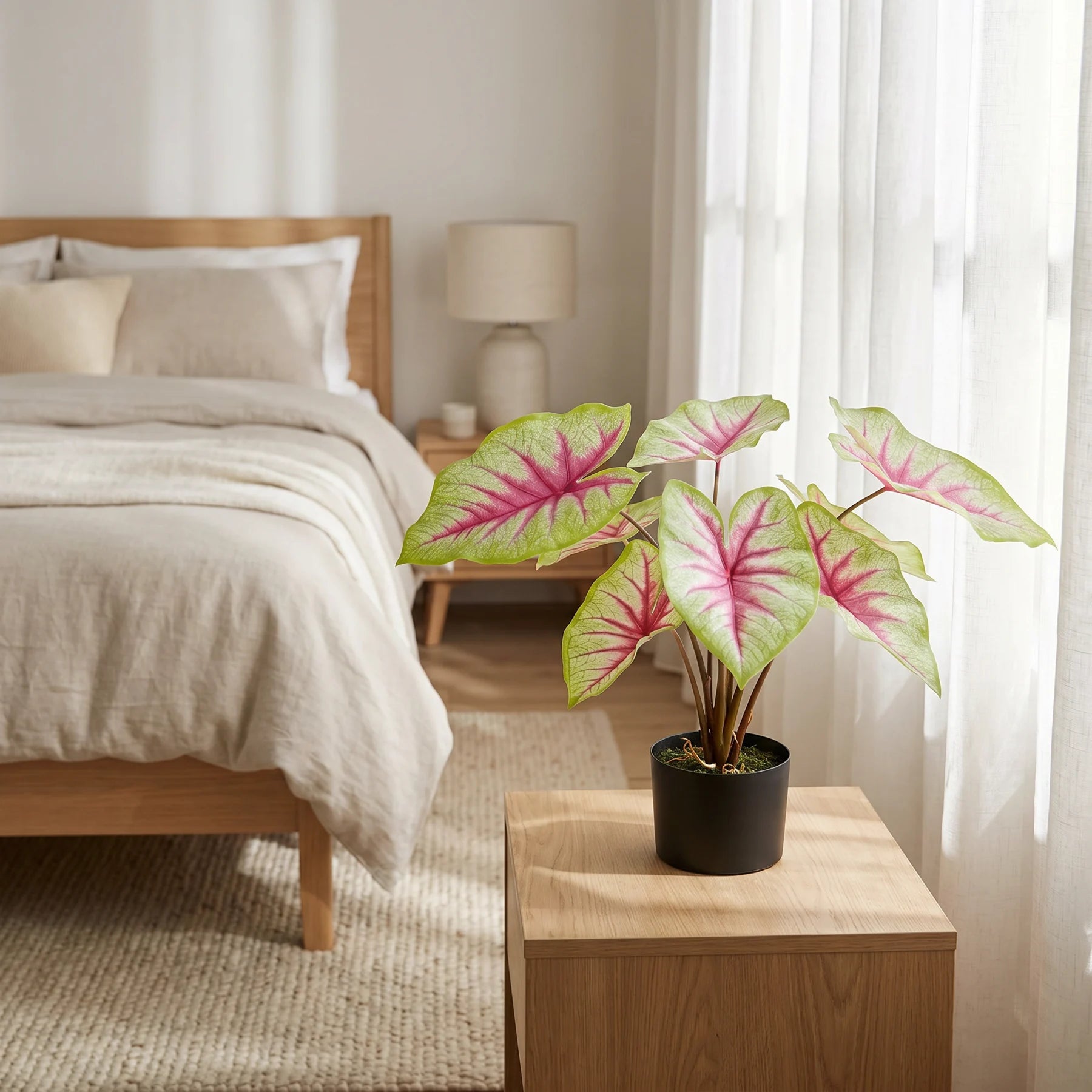 Künstliche Caladium - Malena, 53 cm, Kunstpflanze von aplanta, Real Touch, in Grün, für drinnen