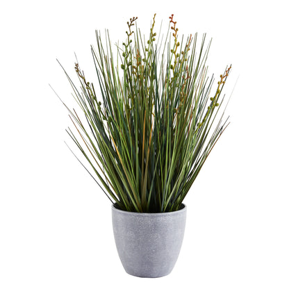 Künstliches Gras - Isambard, 35 cm, Kunstpflanze von aplanta, mit Fruchtstamm, in Grün, für drinnen