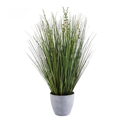 Künstliches Gras - Isambard, 60 cm, Kunstpflanze von aplanta, mit Fruchtstamm, in Grün, für drinnen