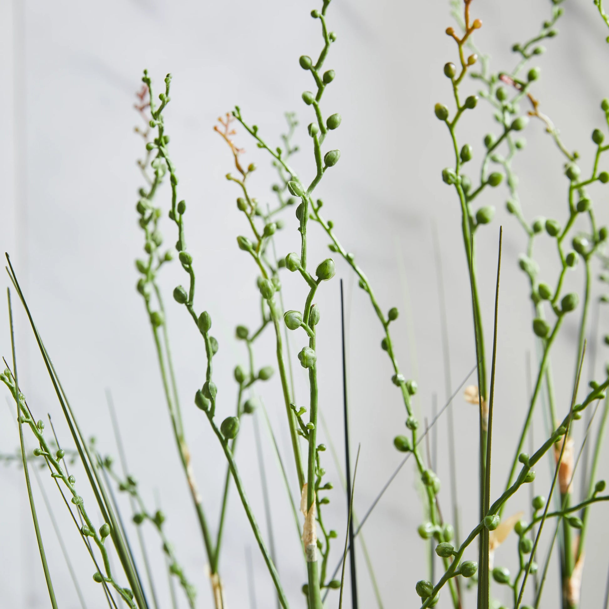 Künstliches Gras - Thadeus, 90 cm, Kunstpflanze von aplanta, mit Fruchtstamm, in Grün, für drinnen