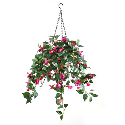 Künstliche Hänge-Fuchsie - Calanthia, 80 cm, Kunstpflanze von aplanta, in Grün, für drinnen