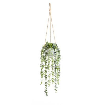 Künstliche Hänge-Eukalyptus - Philemon, 95 cm, Kunstpflanze von aplanta, in Grün, für drinnen
