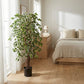 Künstlicher Ficus - Ravian, 120 cm, Kunstbaum von aplanta, mit Echtholzstamm, inkl. Startertopf, in Natur, für drinnen