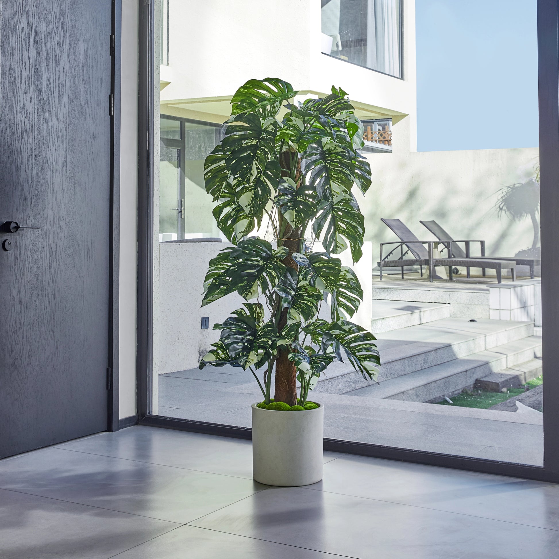 Künstlicher Split-Philodendron - Elowen, 150 cm, Kunstpflanze von aplanta, inkl. Startertopf, in Bunt, für drinnen