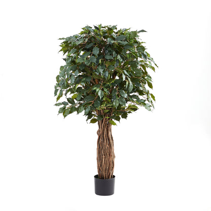 Künstlicher Ficus - Amadior, 150 cm, Kunstbaum von aplanta, mit Echtholzstamm, UV-beständig, inkl. Startertopf, in Grün