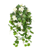 Hochwertige künstliche Hängepflanze auf transparentem Hintergrund mit echt wirkenden Kunstblättern in natürlicher Anordnung. Künstliche Hänge-Geranie - Ali hat die Farbe Natur und ist 72 cm hoch. | aplanta Kunstpflanzen