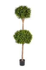 Künstlicher Buchsbaum - Ruben, 165 cm, Kunstbaum von aplanta, mit Echtholzstamm, im schwarzen Topf, in Natur, für drinnen