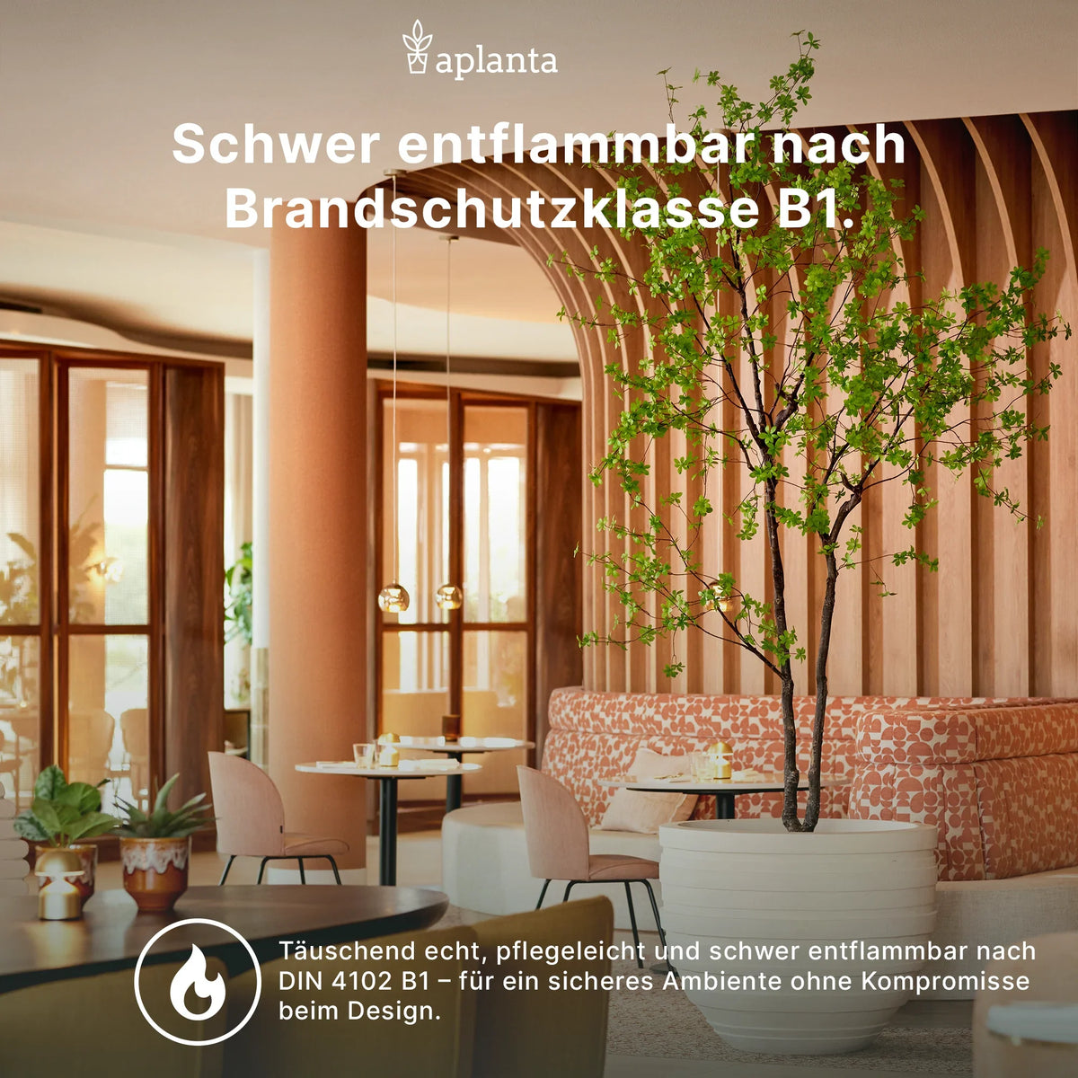 Künstlicher Efeu - Dorothee, 102 cm, Kunstpflanze von aplanta, feuerhemmend, B1-zertifiziert, in Grün, für drinnen