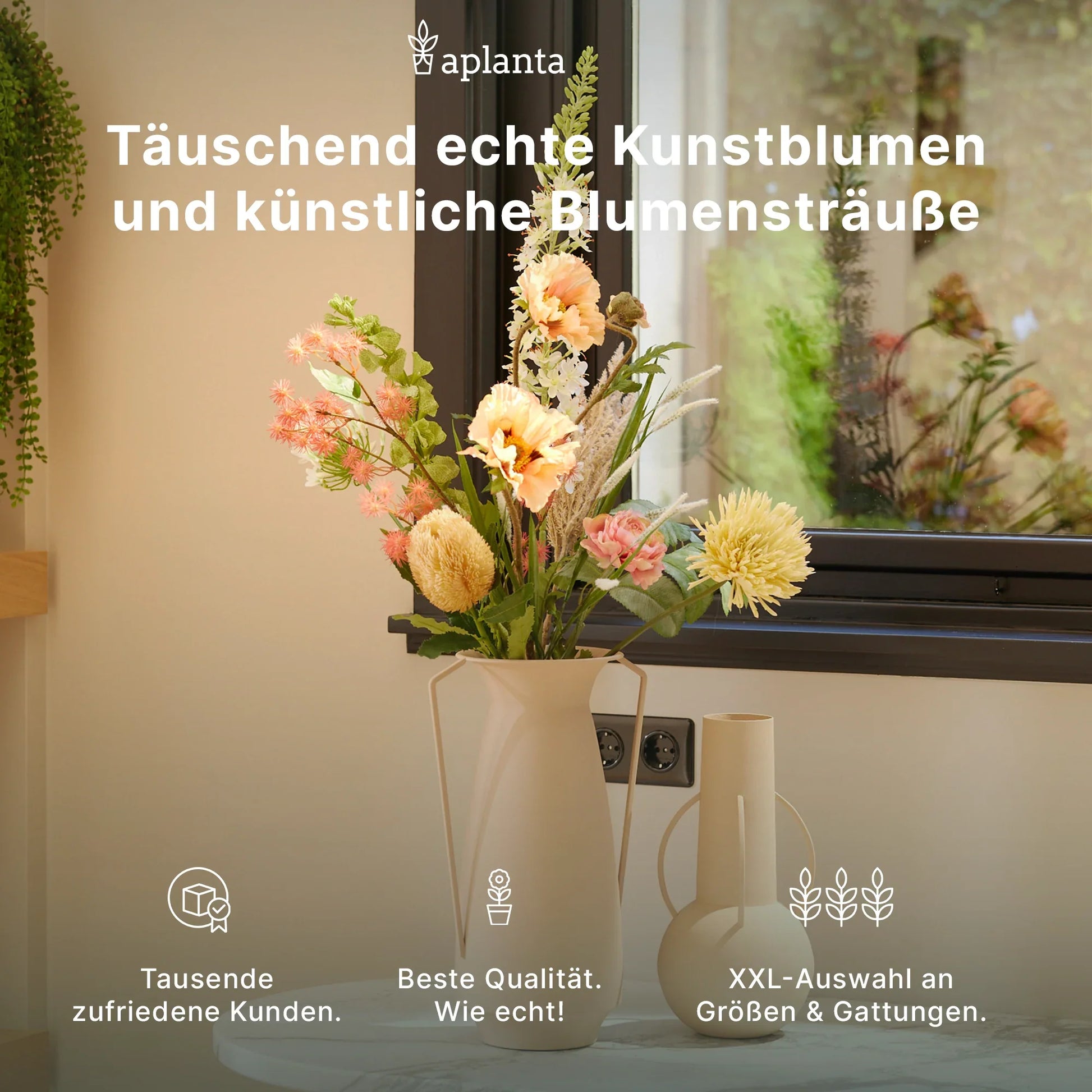 Künstliche Orchidee - Yuri | 134 cm | in weißem Dekotopf, Real Touch