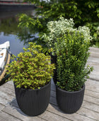 Blumentopf Kugel Groove schwarz | 43x41 cm