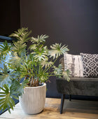 Blumentopf Kugel Groove elfenbein | 35x34 cm