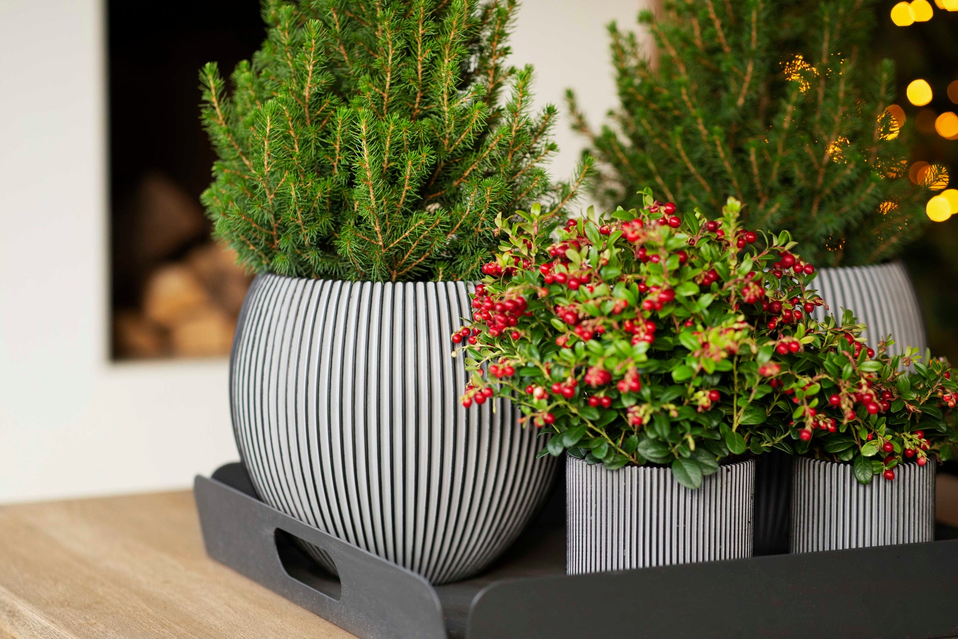 Gefäß Kugel Groove anthrazit I 18x15 cm