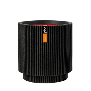 Blumentopf zylinder Groove schwarz | 36x38 cm