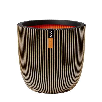 Blumentopf Kugel Groove schwarz gold | 43x41 cm