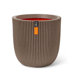 Blumentopf Kugel Groove warmes taupe, 35x34cm, Pflanzkübel von aplanta, für drinnen & draußen