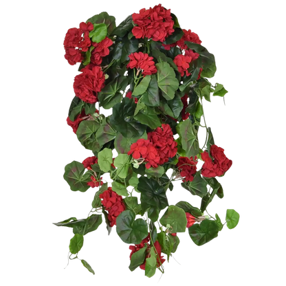 Künstliche Geranie - Harm, 73 cm, Kunstblume von aplanta, feuerhemmend, B1-zertifiziert, Steckpflanze, in Rot, für drinnen