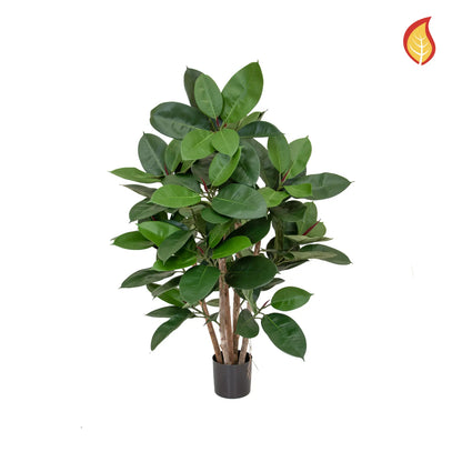 Künstlicher Gummibaum - Erich, 60 cm, Kunstpflanze von aplanta, feuerhemmend, B1-zertifiziert, in Grün, für drinnen