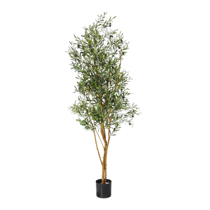 Künstlicher Olivenbaum - Elsbeth, 180 cm, Kunstbaum von aplanta, feuerhemmend, B1-zertifiziert, in Grün, für drinnen