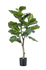 Künstlicher Ficus Lyrata - Mona, 90 cm, Kunstbaum von aplanta, im schwarzen Topf, in Natur, für drinnen